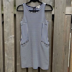 Monteau blue & white striped dress size medium